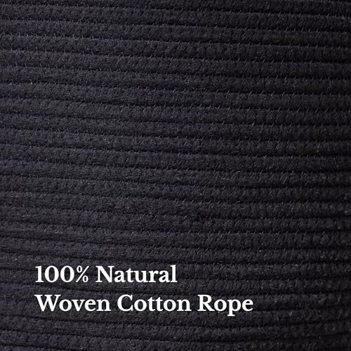 Luxury Little Extra Large Nursery Storage Basket, 22 x 22 x 14 inches - 100% Cotton Rope Baskets with Handles, Blanket Basket for Toys, Blankets & Pillows - Inner Black - color: Pure Black