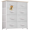 YITAHOME 8 Drawers Dresser - Fabric Storage Tower, Organizer Unit for Room, Living Room & Closets - Sturdy Steel Frame, Easy Pull Fabric Bins & Wooden Top - color: Light Grey Fabric, style: 8-Drawer
