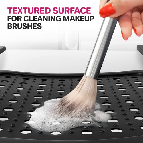 Sink Topper Bathroom Counter Cover & Storage Saver, Foldable Silicone Mat for Hot Tools, Hair Styling & Makeup, Beauty Brush Cleaning Mat, RV Camper Sink Cover & for Small Spaces (Standard Black) - color: Black, size: Standard