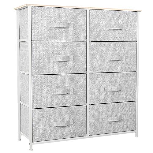 YITAHOME 8 Drawers Dresser - Fabric Storage Tower, Organizer Unit for Bedroom, Living Room & Closets - Sturdy Steel Frame, Easy Pull Fabric Bins & Wooden Top - color: Light Grey(new 2025)