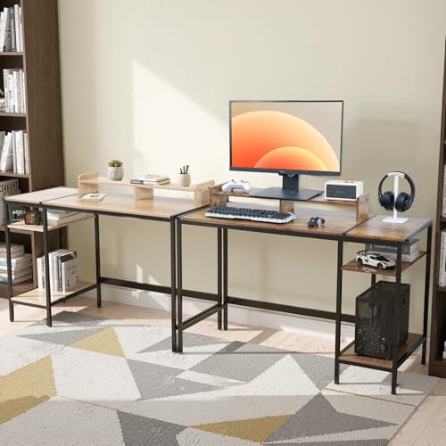 MINOSYS 47-inch Computer Desk with Storage Shelf - Natural Wood Ideal Gaming Desk for Bedrooms, Small Spaces, and Home Offices Modern Writing Desk for PCs. - color: Tx-ash, size: 47 inch