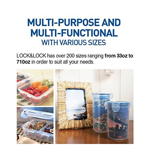 (Pack of 3) LOCK & LOCK Airtight Rectangular Tall Food Storage Container 43.96-oz / 5.49-cup