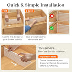 Lifewit 5" Tall 4 Pack Drawer Dividers, 30-47cm/11.5-18.5" Expandable Drawer Divider for Clothes, Adjustable Dresser Drawer Organizers, Drawers Separators for Dresser/Bathroom/Closet/Kitchen White - size: 5"H, 11.5-18.5"L