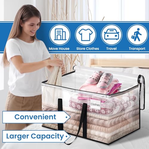 RoomHacks Clear Heavy Duty Extra Large Moving Bags, Reinforced Handle and Double Zipper Storage Bags, Packing Bags Alternative (2 Packs) - size: 100L- 2Packs