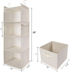 MAX Houser 4-Shelf Hanging Closet Organizer, Space Saver, Cloth Hanging Shelves with 2 Side Pockets, Foldable (Beige) - color: Beige-2