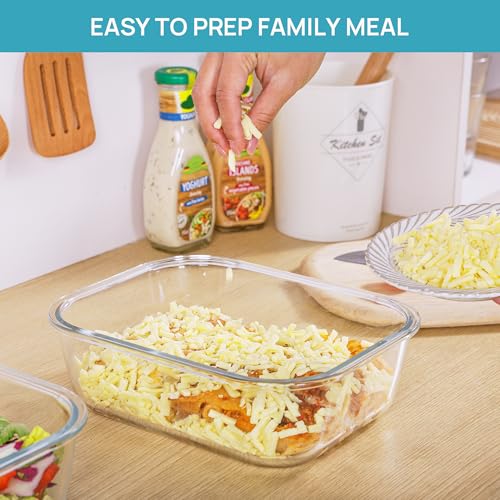 Vtopmart 2Pack 2260ml/ 76.4oz Large Glass Containers Food Storage with Lids, Meal Prep Food Container Set with Snap Airtight Lid for Baking, Microwave, Oven, Leak Proof, for Freezer, Dishwasher, Green - color: Green, size: 76.4oz