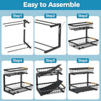 Under Sink Organizer, 2 Pack 2 Tier Under Sink Organizers and Storage, Pull Out Slide Out Under Cabinet Organizer Shelf, Large Metal Sliding Drawers Rack for Kitchen Bathroom.