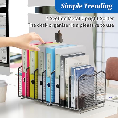 Simple Trending 2 Pack Mesh Desktop File Sorter Organizer, 7-Section Bookshelf For Desk Home Office, Black - style: 2BK-7 Section Black