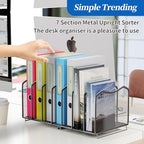Simple Trending 2 Pack Mesh Desktop File Sorter Organizer, 7-Section Bookshelf For Desk Home Office, Black - style: 2BK-7 Section Black