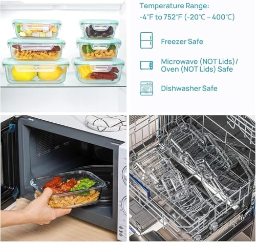 Vtopmart 8 Pack Glass Food Storage Containers with Airtight Lids, Glass Meal Prep Containers, Lunch Office Meal for Microwave, Oven, Freezer and Dishwasher, BPA Free - color: Green