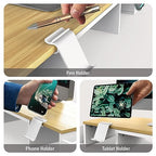 Simple Houseware Desk Dual Monitor Stand Riser with Drawer, Oak - color: Oak