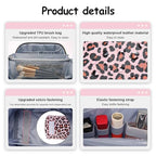 Travel Makeup Bags Organizer for Women: 3 Pcs Set Cosmetic Bag - Large Make up Bag with Compartments - Flat Open Waterproof Leather Toiletry Bags for Skincare, Brushes & Travel Essentials - Pink - color: 03-Pink