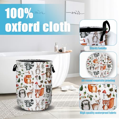 Cute Woodland Animal Laundry Basket, Laundry Hamper Collapsible Oxford Cloth with Handle Clothes Toy Storage Bin for Bathroom Laundry Room Bedroom 15.7 X 20 Inch - color: Cute Woodland Animal