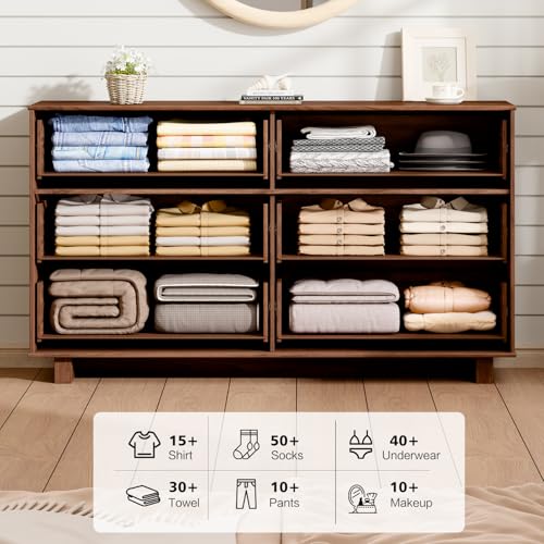 Ieejdn 54.72" Modern Chest of Drawer, 6 Deep Drawers,Clothes Organizer,Large Storage Cabinet for Living Room, Bedroom,Dresser TV Stand, Wood Drawer Organizer for Living Room, Hallway,Sepia - color: Sepia, size: 15.8"D x 54.7"W x 31.5"H (6 Drawers)