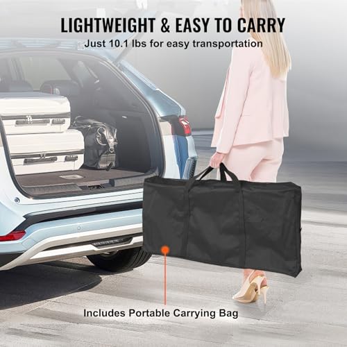 VEVOR Folding Portable Bar Table, Tradeshow Podium Table for Indoor, Outdoor, Party, Picnic, Exhibition, Includes Carrying Case, Storage Shelf and Black Skirt, 38.39" x 15.16" x 34.25" - size: 38.39 INCH