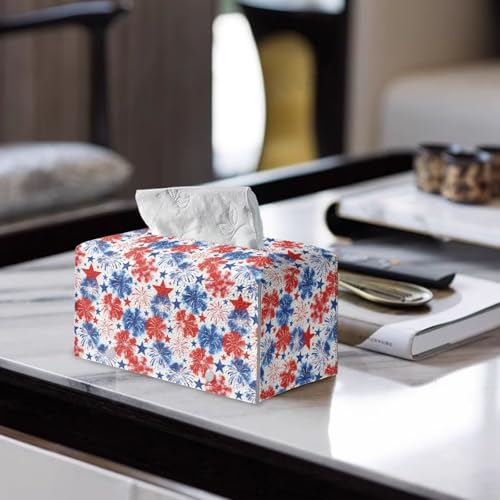 American Flag Tissue Box Cover, Rectangle Modern Leather Tissue Box Tissues Boxs Fashion Organizers with Fashion Prints Home Decor Items - color: American Flag 2