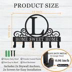 Metal Letter L Key Holder for Wall, Monogram Coat Rack Wall Mount, Key Hooks Perfect for Bathroom, Living Room, Kitchen, Office Ideal Wedding, Anniversary, Housewarming Gift (L) - style: L
