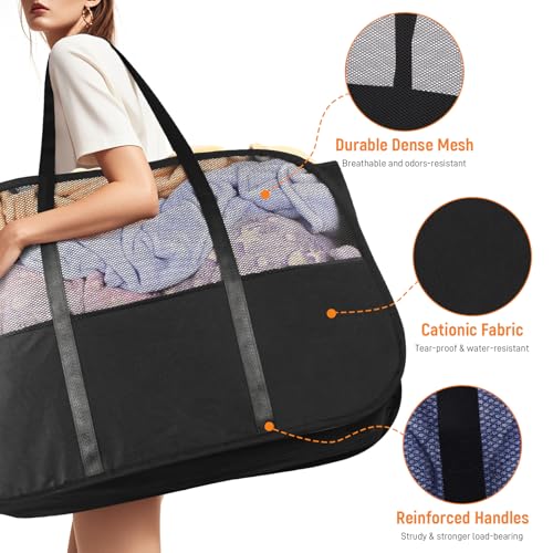 Collapsible Laundry Baskets with Easy Carry Handles, 95L Clothes Hamper for Storage, Foldable Laundry Basket Tear-proof, Large Pop Up Hampers for Laundry, Bedroom, Bathroom, Dorm Black - style: Black