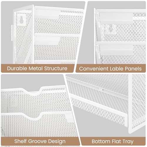 10-Tier Wall Mounted File Organizer, Metal Mesh Paper Holder (White) - color: White