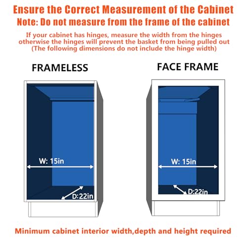 ROOMTEC Pull Out Cabinet Organizer, Cabinet Pull Out Shelves 14½" W x 21½" D, Heavy Duty Cabinet Drawers Slide Out Kitchen Cabinet Organizers Storage Shelf - color: 1 Tier, size: 14½"W x 21½"D