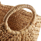 Casafield Large Laundry Boat Basket with Handles - Natural, Woven Water Hyacinth Multipurpose Storage Organizer for Throw Blankets, Bathroom, Bedroom, Living Room