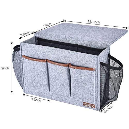 Zafit Bedside Caddy, Large Size Storage Organizer with 8 Pockets - Perfect for Magazine, Remotes, Phone (13.4'' x 18.1'', Light Grey) - color: Light Grey, size: 13.4'' x 18.1'' Large Size