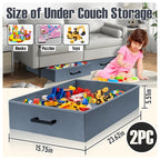 Under Couch Storage, 2 Pack Under Bed Containers, Foldable Under Sofa Storage keeps things out, Under Couch Storage Box for Toys, Blocks, Puzzles, Plush Dolls, Books (23.62 * 15.75 * 5.51in) - size: 23.62*15.75*5.51in