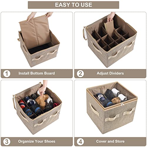 Moteph Shoe Organizer for Closet - Shoe Storage Organizer for Closet Organization with Clear Cover & Adjustable Dividers, Shoe Rack & Basket - (Light Brown, Small - 12 Pairs) - color: Light Brown, size: Small - 12 Pairs