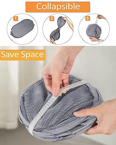 Durable Collapsible Laundry Baskets, Foldable Laundry Hamper with Side Pocket, Tear-resistant Clothes Hampers for Bathroom, Laundry, Kids Room, Dorm or Travel Grey - color: Gray, size: Pop Vertical