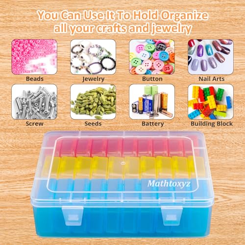 Mathtoxyz Bead Organizer Box(Red,Yellow,Blue), 93Pcs Small Bead Organizers and Storage Plastic Cases Mini Clear Containers Boxes with Hinged Lid and Rectangle for Bracelet Making DIY Jewelry Craft - size: BlueRedYellow - 3P