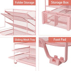 Simple Trending 7 Tier Desk File Organizer, Letter Tray Paper Organizer with Pen Holder and Metal Hanging Basket, Pink - color: 7 Tier Pink