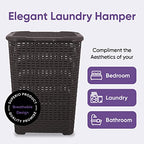 Superio Laundry Hamper Basket With Easy Open Lid 60 Liter Large Wicker Hamper, Dirty Cloths Storage With Two Cutout Handles, Laundry Room Bin (2 Pack, Brown) - color: Brown, size: 2-pack