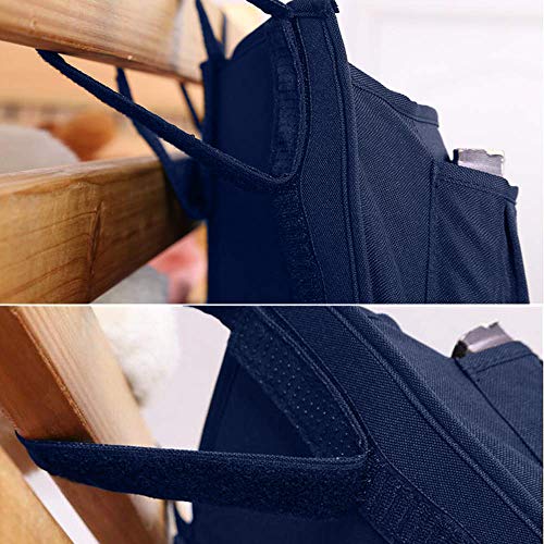 Bunk Bed Organizer, Bedside Storage Caddy, Hanging Pocket for Camp, Dorm Room, Hospital Bed Rail and More (Navy Blue) - color: Blue