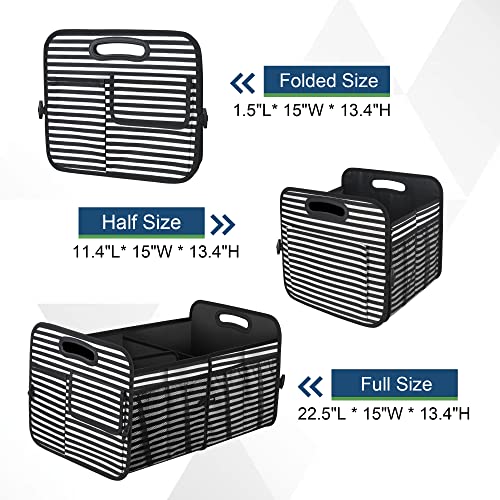 Femuar Car Trunk Organizer,Car Storage Organizer with 72L Large Capacity Waterproof Collapsible and 11 Pockets,Trunk Organizer for Car Suv/Jeep/Sedan, Large Size, Stripe - color: Stripe, size: Large
