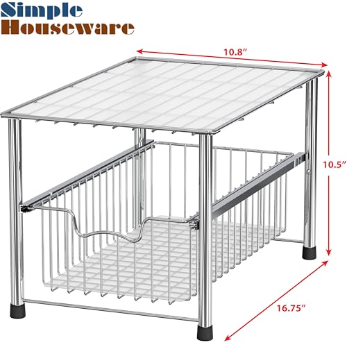 Simple Houseware Chrome Metal Stackable Storage Rack, 16.75 in L x 10.8 in W x 10.25 in H - color: Chrome