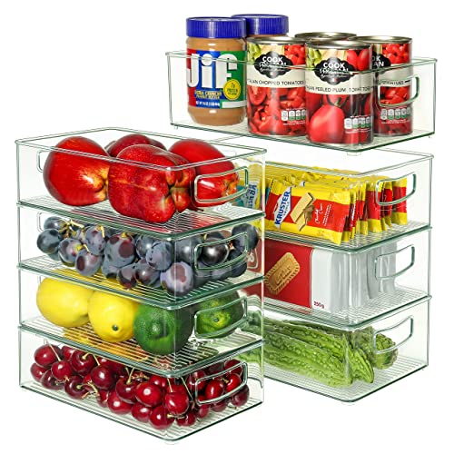 Heyuzb Set of 8 Clear Fridge Organizer Bins, Stackable Refrigerator Organizers and Storage for Fridge, Freezer, Pantry, BPA Free - size: 8 Pack Stack