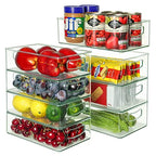 Heyuzb Set of 8 Clear Fridge Organizer Bins, Stackable Refrigerator Organizers and Storage for Fridge, Freezer, Pantry, BPA Free - size: 8 Pack Stack