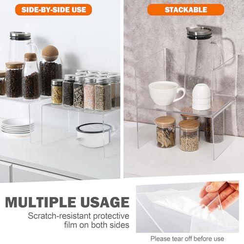 Acrylic Kitchen Cabinet Organizer Shelf, Spice Rack, Plate and Cupboard Storage Riser, Versatile Pantry Shelf, Durable Clear Countertop Organizer for Home and Kitchen(4 PCS) - size: 4 PCS