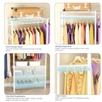 Heavy Duty Closet Garment Rack, 6 Tiers Adjustable Metal Freestanding Expandable Clothing Storage with 4 Hanger Rods, Easy to Assemble Wardrobe, 71.4" H x (70" - 88.2") L x 14" D, White - color: White