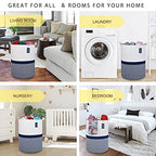 COMSE Extra Large Blanket Basket, Tall Woven Storage Basket, Nursery Hamper, 15.7”x 21.7”, Cotton Rope Laundry Hamper for Toys Clothes Towels, Blend White/Navy Blue - color: Blend White & Navy Blue