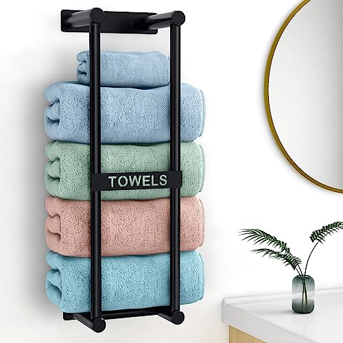 STWWO Towel Racks for Bathroom Wall Mounted, 22inch Wall Towel Rack for Rolled Towels, Towel Storage for Small Bathroom, Black - color: Black, size: 22 IN