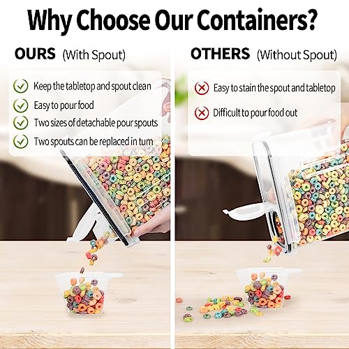 Skroam 4PCS Cereal Containers Storage [4L/135.2 oz], Airtight Food Storage Containers with Pour Spout for Kitchen & Pantry Organization Storage, Plastic Cereal Dispensers, Measuring Cup & 20 Labels - color: 4 PACK