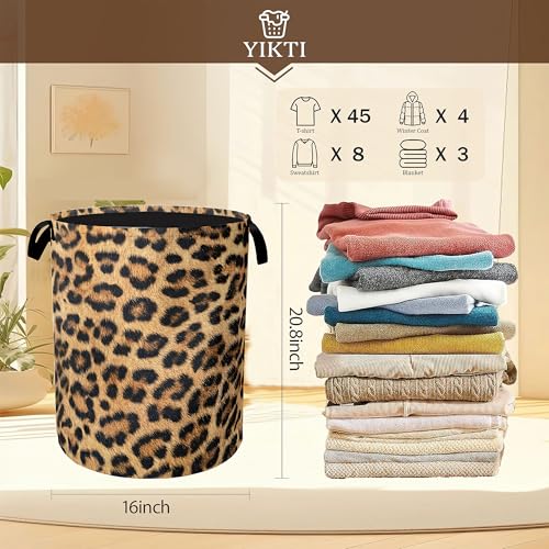 Laundry Hamper,Classic Leopard Laundry Basket,Wildlife Fur Print Portable Collapsible Laundry Room Organization Storage for Dorm Room,Nursery,Bathroom,Bedroom,16x20 Inch - color: Classic Leopard