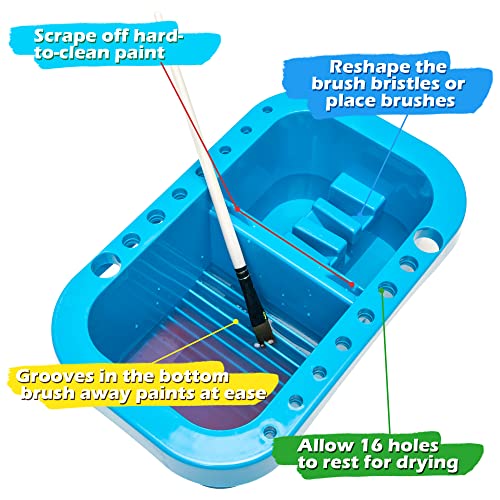MyLifeUNIT Paint Brush Cleaner, Paint Brush Holder and Organizers with Palette for Acrylic, Watercolor, and Water-Based Paints (Royal Blue) - color: Royal Blue
