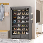 OYREL Shoe Rack Storage Cabinet 32 Pairs Organizer Shelf Tall for Shoes Large Free Standing Racks Vertical Shoe Holder Stand with Cover Two Boxes Closet - size: 8Tier with 2bins Grey