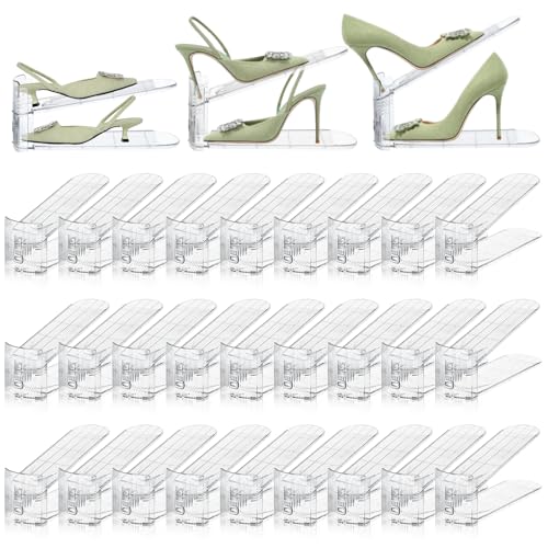 30 Pack Shoe Slots Organizer for Closet, Adjustable Shoe Stackers for a Pair of Shoes Shoe Rack Storage Shoe Space Saver 50% Shoe Shelf Display Holder for Closet - color: Transparent, size: 30 PACK