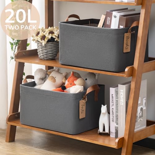 CHICVITA Storage Baskets for Organizing, Fabric Storage Bins for Clothes, Towels, Shoes, Closet Baskets for Bedroom Organizing, 14 ¾" L x 10 ¼" W x 8 ¼" H, Grey, 2-Pack - color: Grey, size: 14 ¾" L x 10 ¼" W x 8 ¼" H