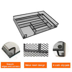 Metal Mesh Desk Drawer Organizer Tray, 6-Compartment Office Drawer Organizer for Pens Supplies, 12.6"x8.27"x1.57" Black - color: 1pc packed black