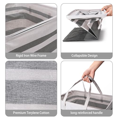 BOOMIBOO 2 Pack Large Laundry Basket,Waterproof Freestanding Laundry Hamper,Collapsible Clothes Basket with Easy Carry Handles in Laundry Room Bathroom Bedroom Dorm,Gradient Grey,75L - color: Gradient Grey, size: 75L