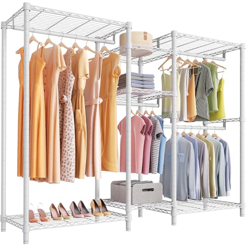 VIPEK Classic V6 Wire Garment Rack 5 Tiers Heavy Duty Clothes Rack for Hanging Clothes, Wardrobe Racks Compact Large Metal Clothing Racks Freestanding Closet Storage Racks, Max Load 850LBS, White - color: White, size: Classic V6 Standard